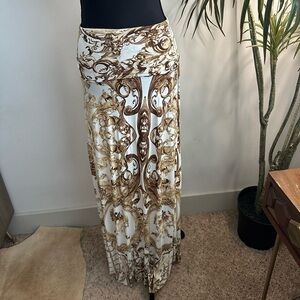 Y2K 00’s Cavalli like print drop waist maxi skirt convertible strapless dress